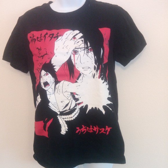 Naruto Shippuden Sasuke Small Black T-Shirt - Picture 1 of 3